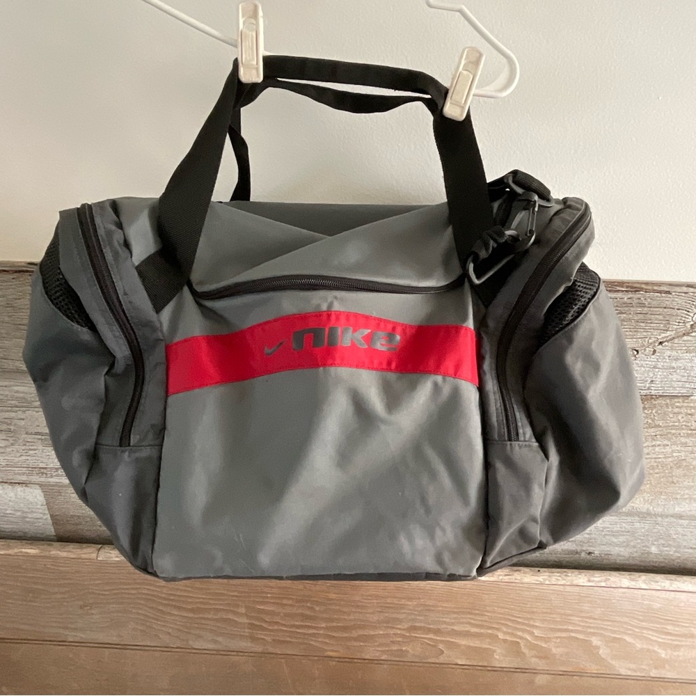 Nike Duffel bag weekender 23”x12”x12” in gray and red